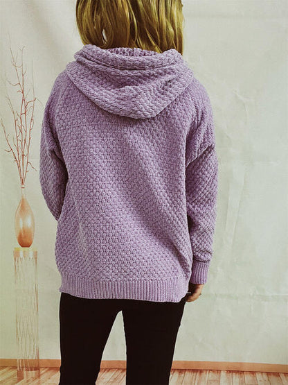 Drawstring Long Sleeve  Hooded Sweater - Create the impossible