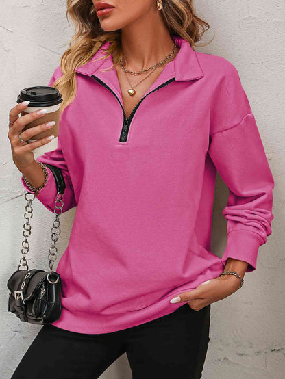 Zip-Up Dropped Shoulder Sweatshirt - Create the impossible