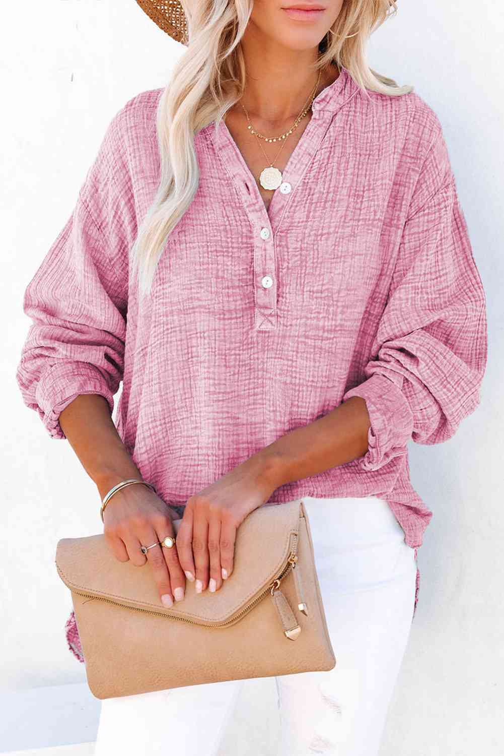 Buttoned Long Sleeve Blouse - Create the impossible