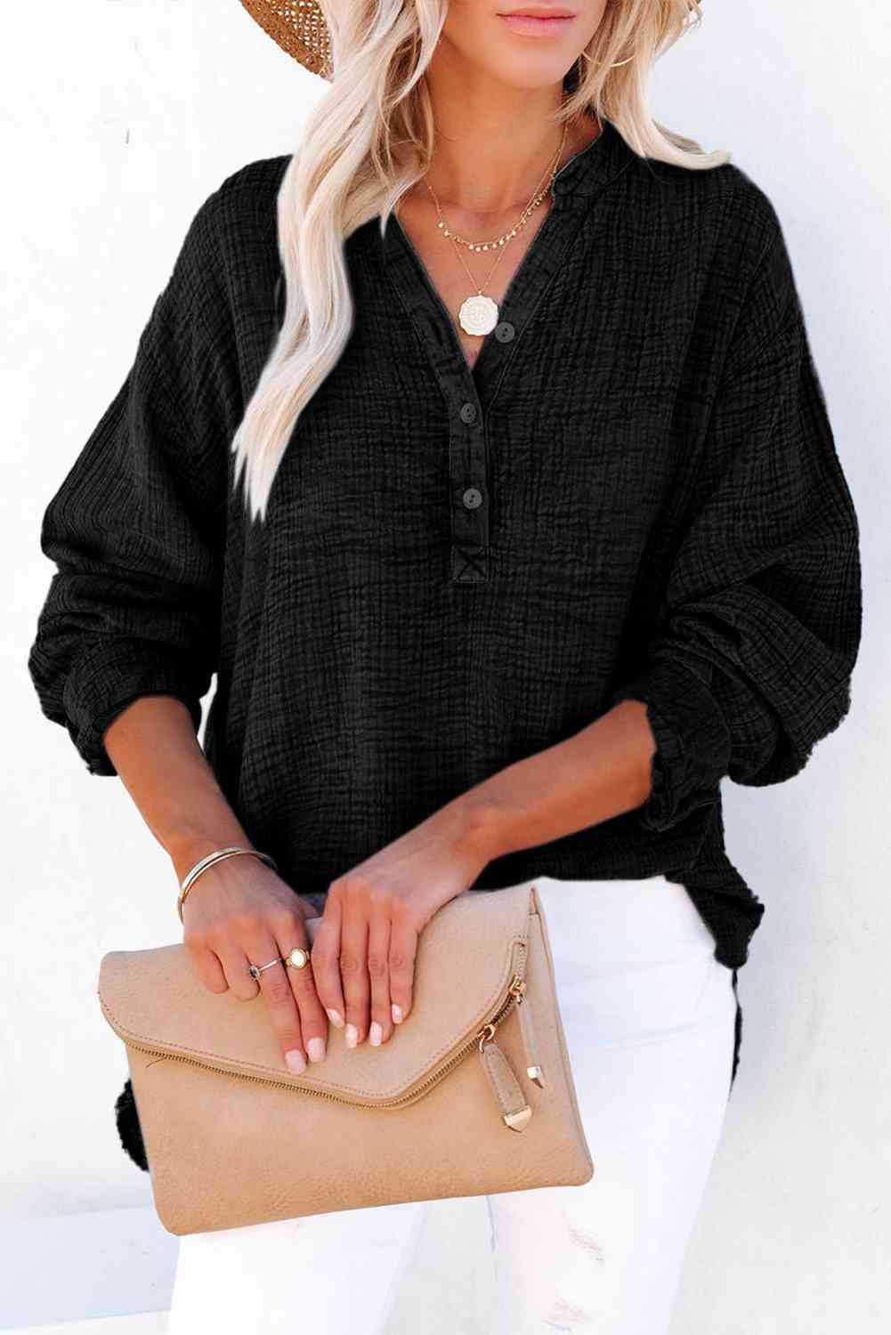 Buttoned Long Sleeve Blouse - Create the impossible