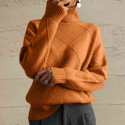 Geometric Turtleneck Long Sleeve Sweater - Create the impossible