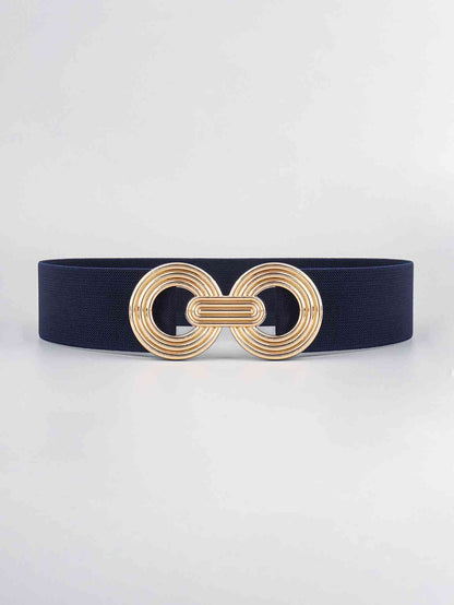 Geometric Buckle Elastic Wide Belt