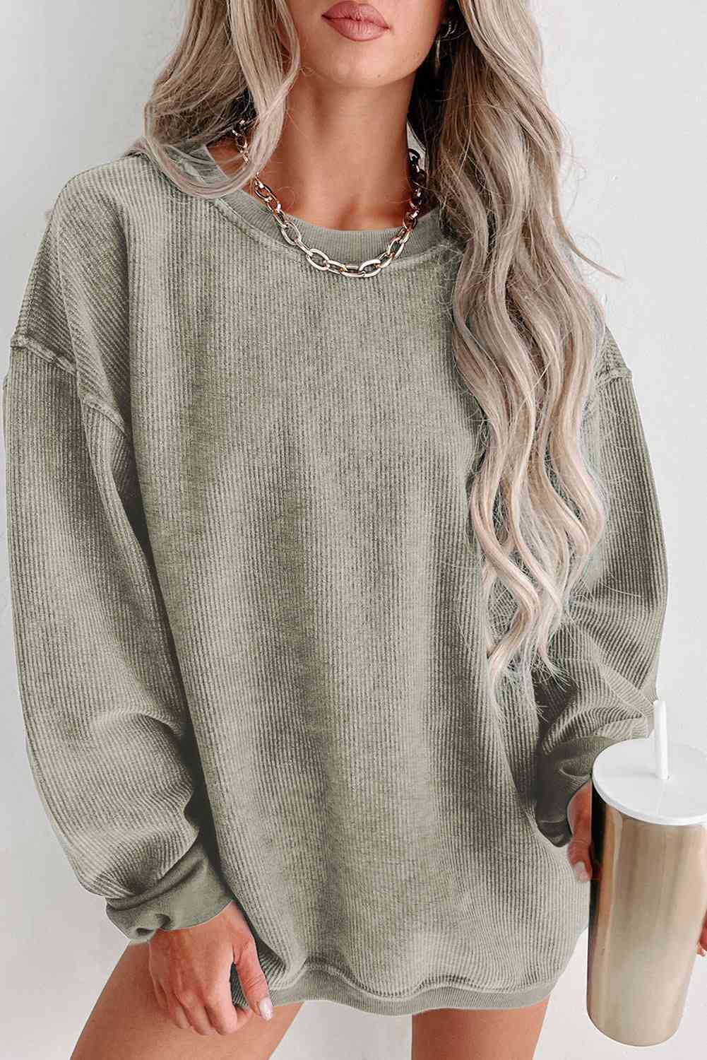 Round Neck Dropped Shoulder Sweatshirt - Create the impossible