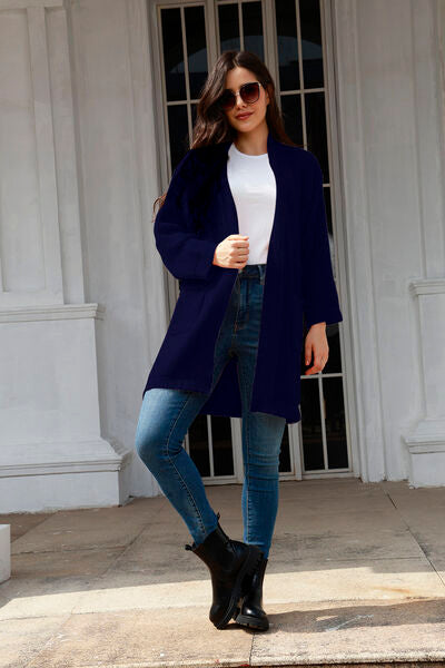 Open Front Long Sleeve Cardigan with Pockets