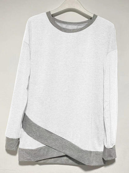 Contrast Boat Neck Long Sleeve T-Shirt