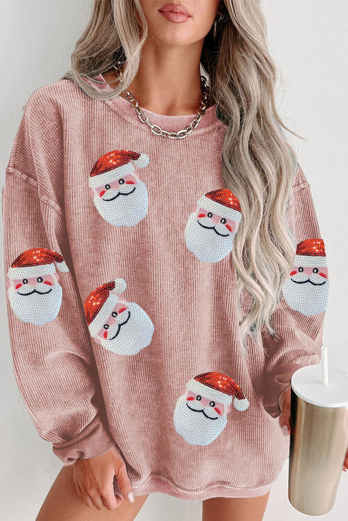 Sequin Santa Patch Ribbed Sweatshirt - Create the impossible