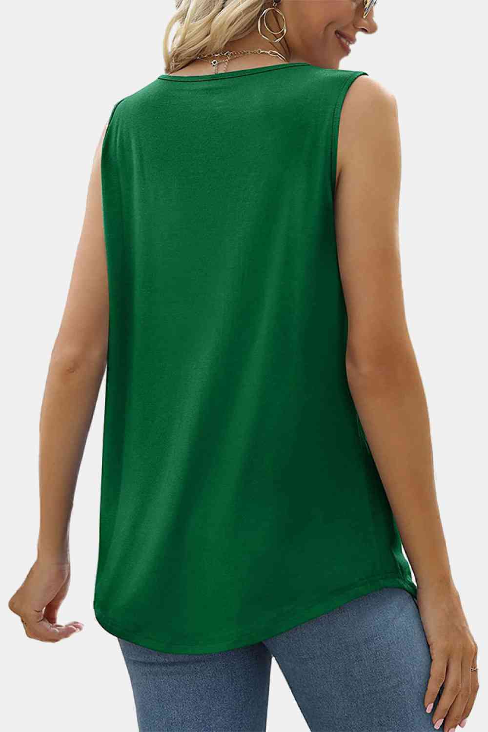 Square Neck Pleated Detail Tank