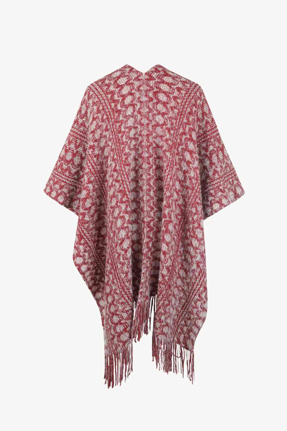 Open Front Fringe Hem Poncho