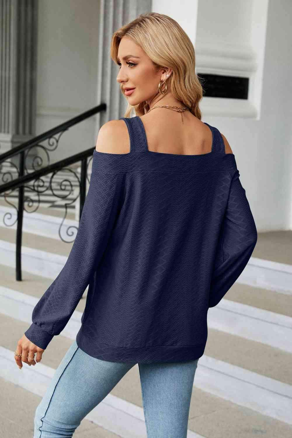 Cold Shoulder Square Neck Cutout Blouse - Create the impossible