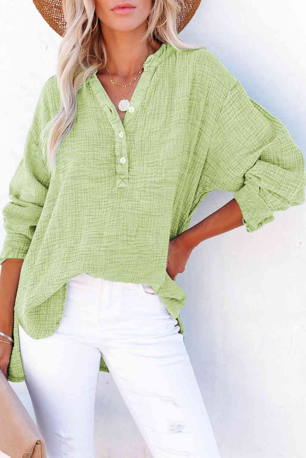 Buttoned Long Sleeve Blouse - Create the impossible