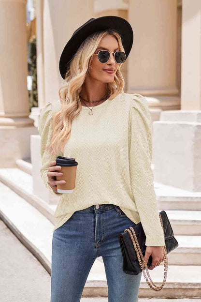 Round Neck Puff Sleeve Blouse - Create the impossible