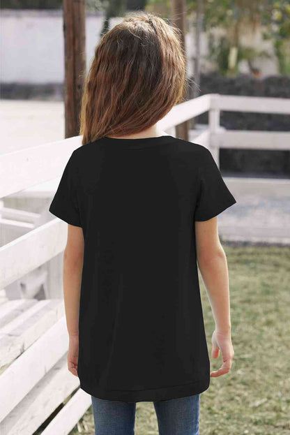 Girls Buttoned Tulip Hem T-Shirt