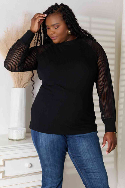 Double Take Round Neck Raglan Sleeve Blouse - Create the impossible