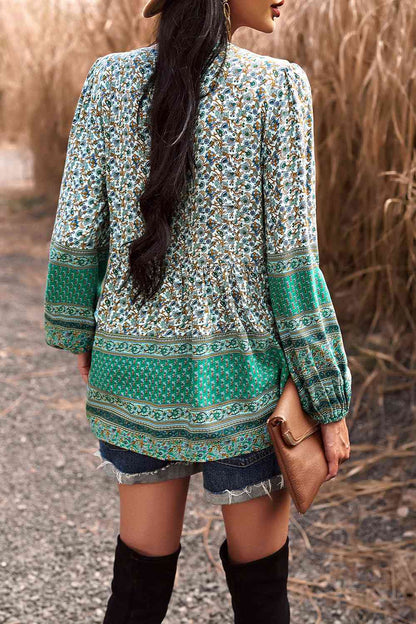 Tassel Tie Long Sleeve Peplum Blouse - Create the impossible