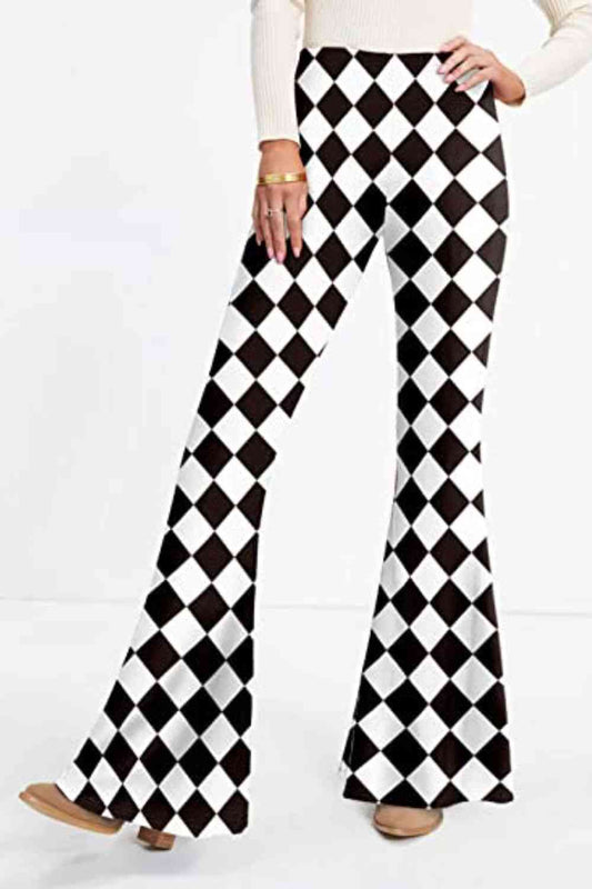 Checkered Flare Leg Pants