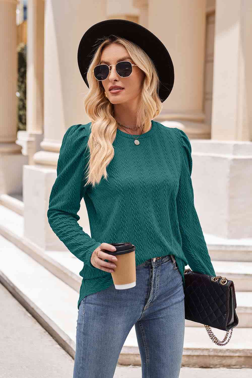 Round Neck Puff Sleeve Blouse - Create the impossible