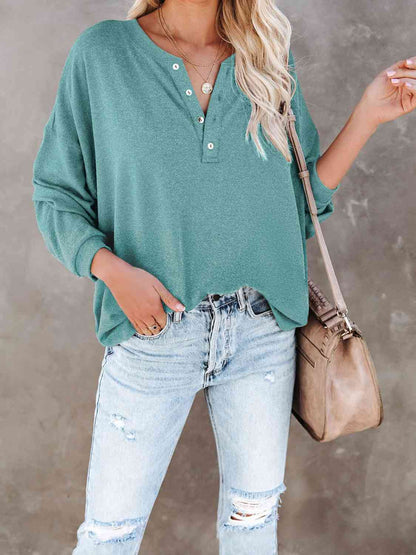 Buttoned Drop Shoulder Top