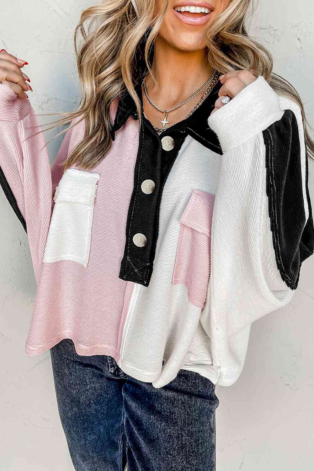 Multicolor Button-Down Long Sleeve Blouse - Create the impossible