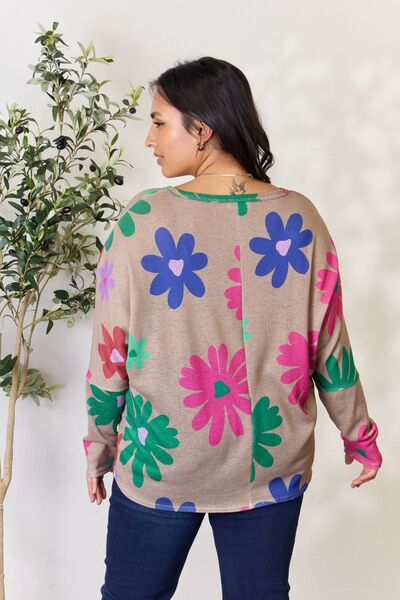 Hopely Full Size Floral V-Neck Long Sleeve Top - Create the impossible