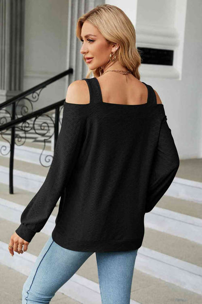 Cold Shoulder Square Neck Cutout Blouse - Create the impossible