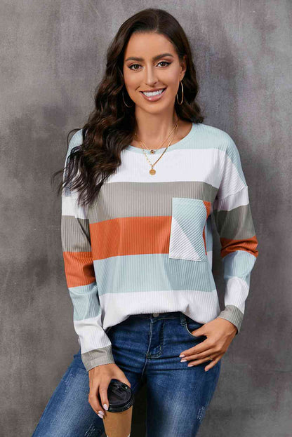 Wide Stripe Top with Pocket - Create the impossible