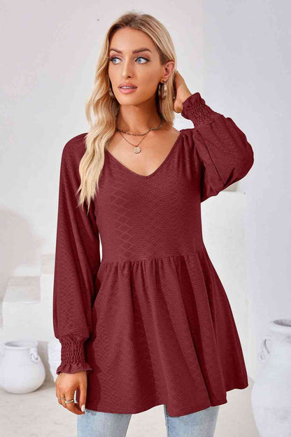 V-Neck Lantern Sleeve Blouse - Create the impossible