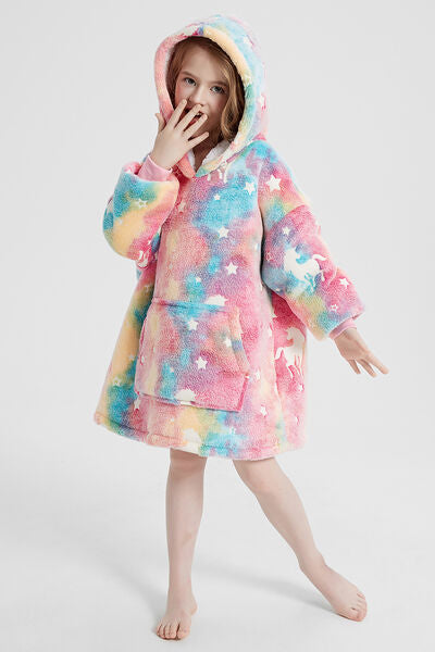 Luminous Pattern Oversize Long Sleeve Fuzzy Hoodie