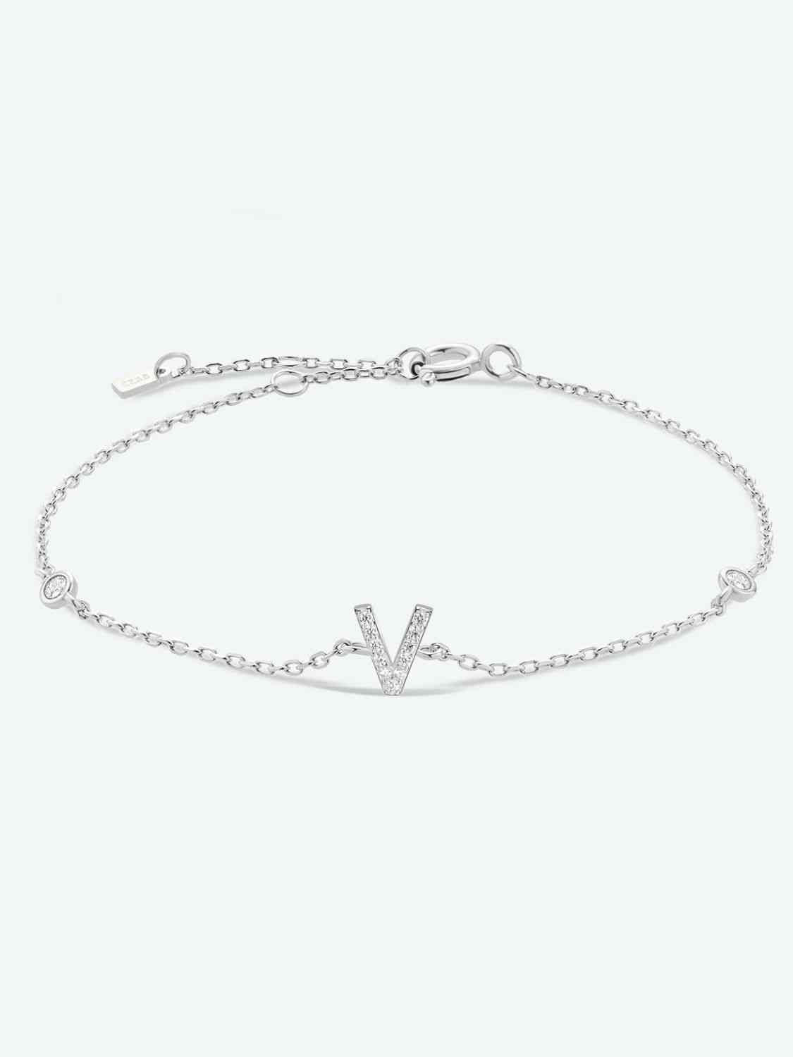 V To Z Zircon 925 Sterling Silver Bracelet