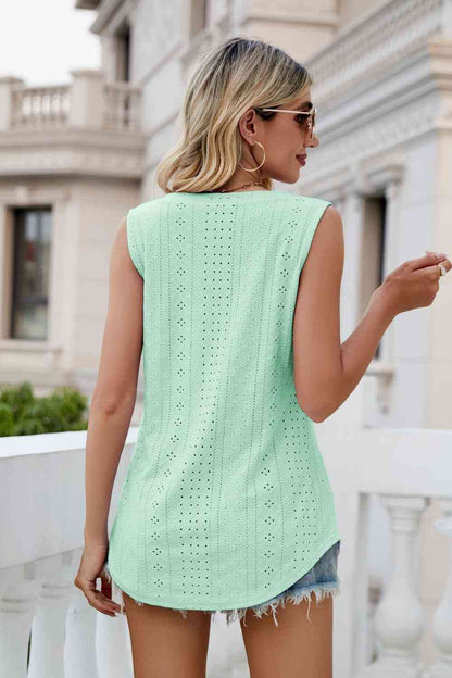 Eyelet V-Neck Tank