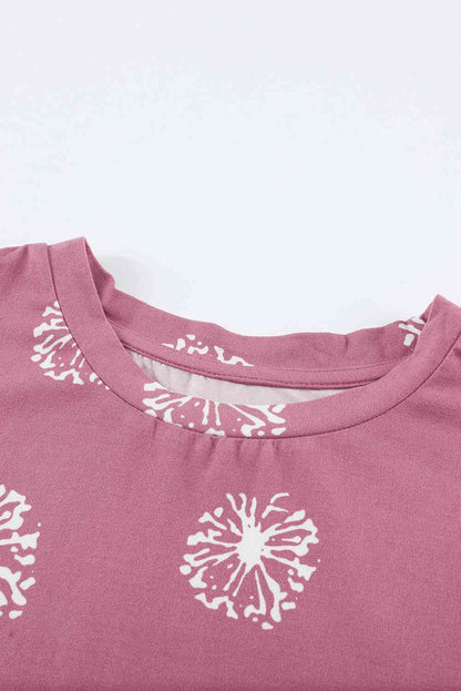 Girls Dandelion Print Round Neck Tee