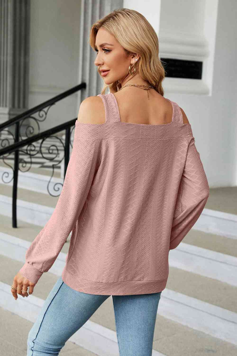 Cold Shoulder Square Neck Cutout Blouse - Create the impossible