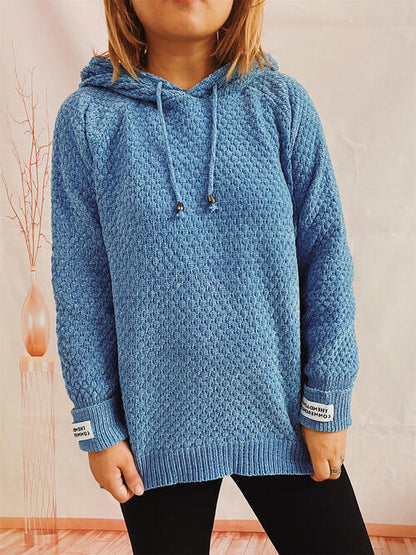 Drawstring Long Sleeve  Hooded Sweater - Create the impossible