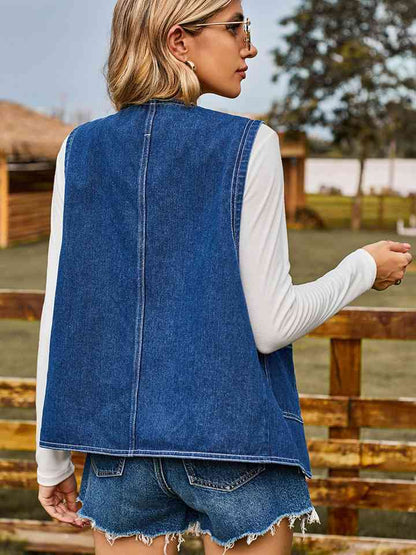 Heart Button Denim Vest