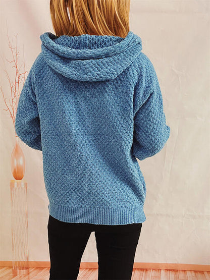 Drawstring Long Sleeve  Hooded Sweater - Create the impossible