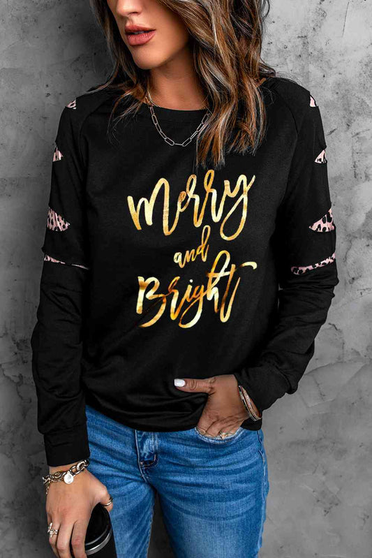 MERRY AND BRIGHT Graphic Long Sleeve Top