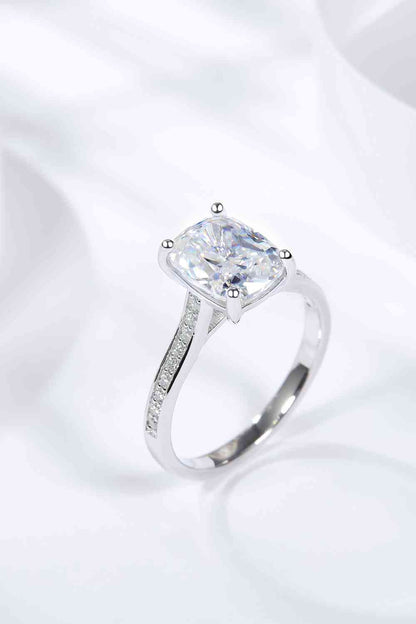 3 Carat Moissanite Platinum-Plated Side Stone Ring