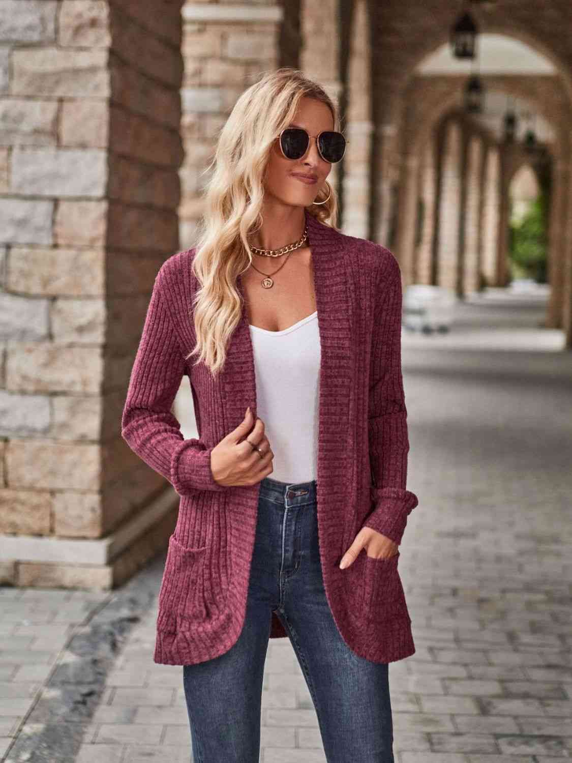 Open Front Cardigan with Pockets - Create the impossible
