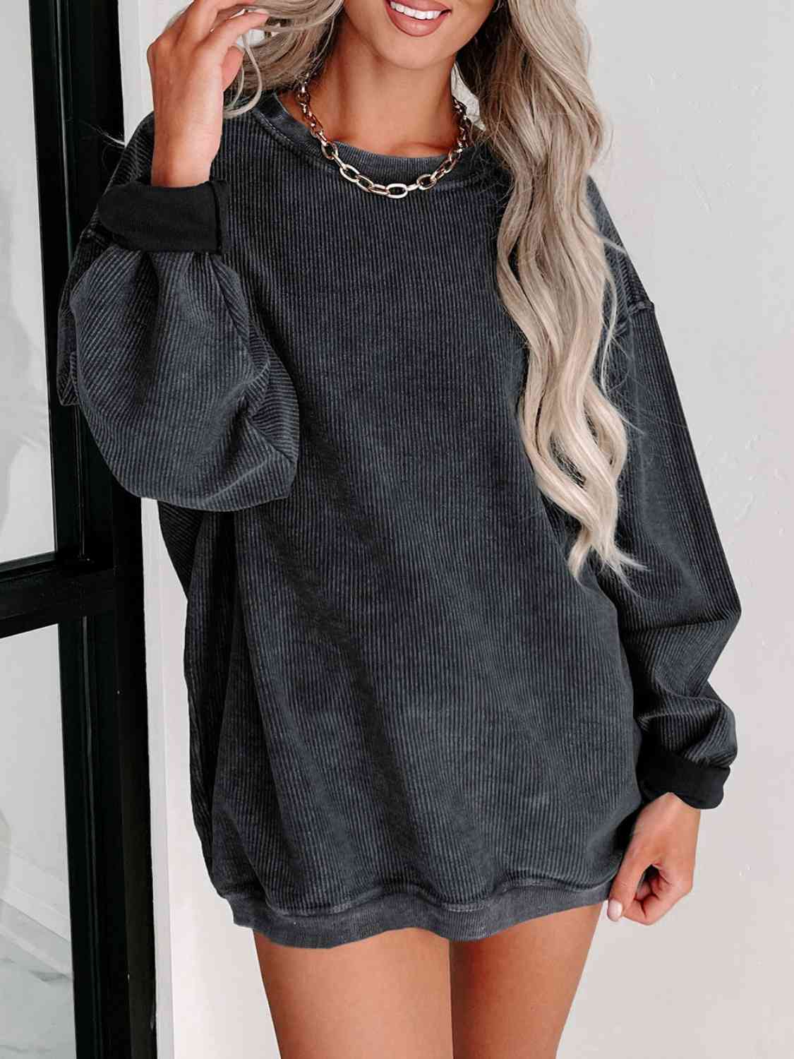 Round Neck Dropped Shoulder Sweatshirt - Create the impossible