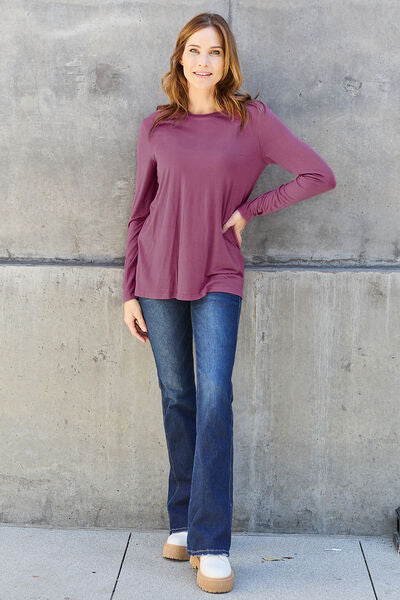 Basic Bae Full Size Round Neck Long Sleeve Top - Create the impossible