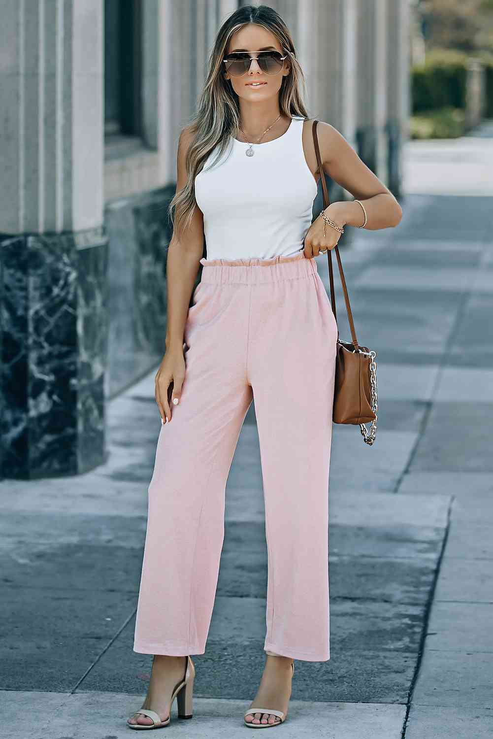 Paperbag Wide Leg Pants with Pockets