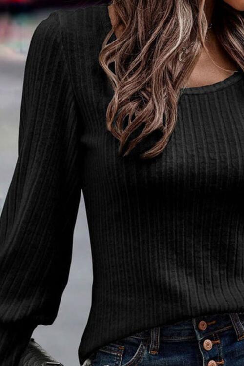 Scoop Neck Long Sleeve Blouse - Create the impossible