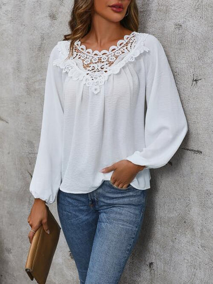 Lace Detail Balloon Sleeve Blouse