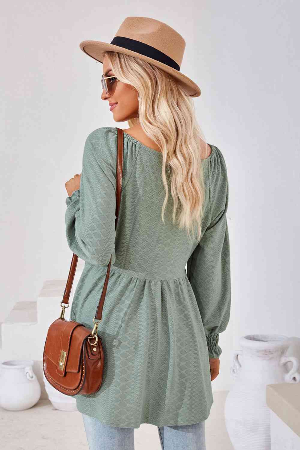 V-Neck Lantern Sleeve Blouse - Create the impossible