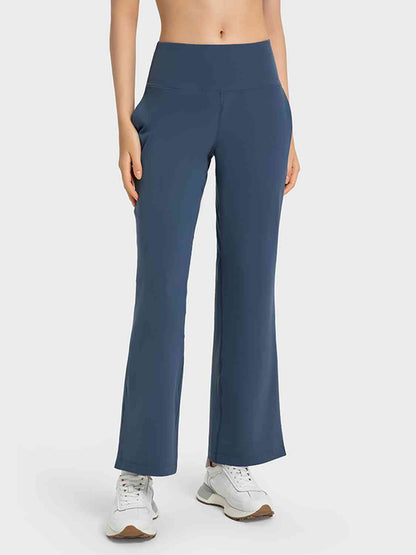 Wide Leg Slit Sport Pants with Pockets