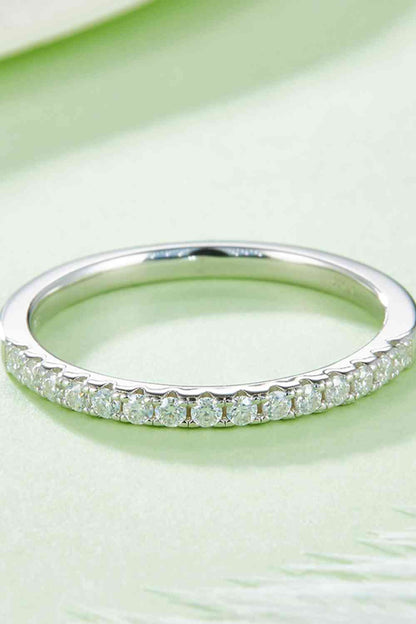 Moissanite Platinum-Plated Half-Eternity Ring