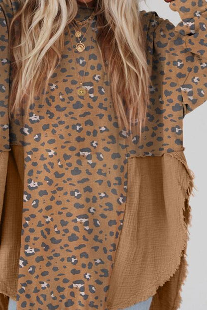 Textured Leopard Dropped Shoulder Blouse - Create the impossible