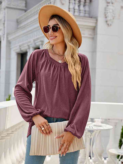 V-Neck Long Sleeve Blouse - Create the impossible