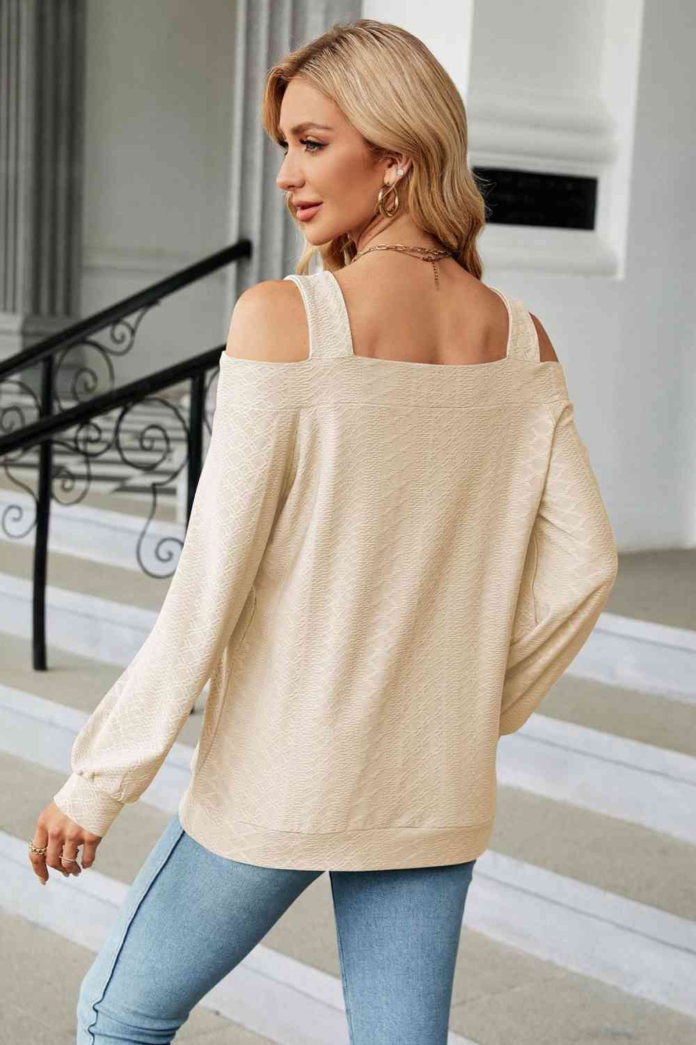 Cold Shoulder Square Neck Cutout Blouse - Create the impossible