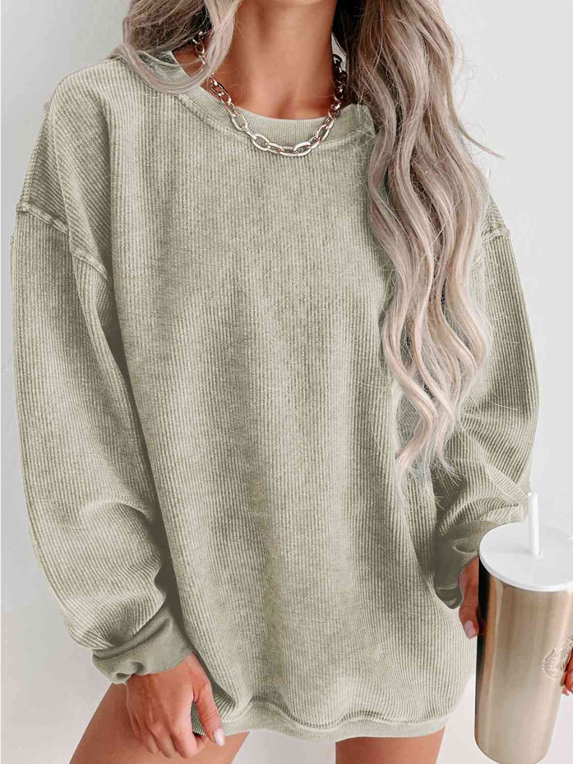 Round Neck Dropped Shoulder Sweatshirt - Create the impossible