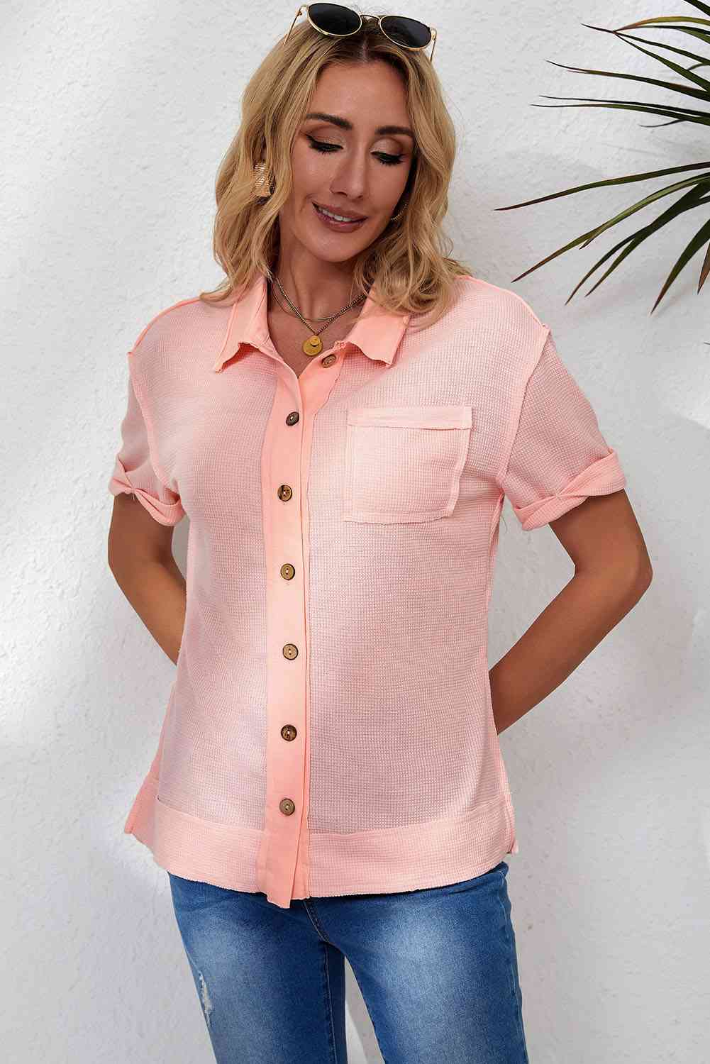 Exposed Seam Short Sleeve Shirt